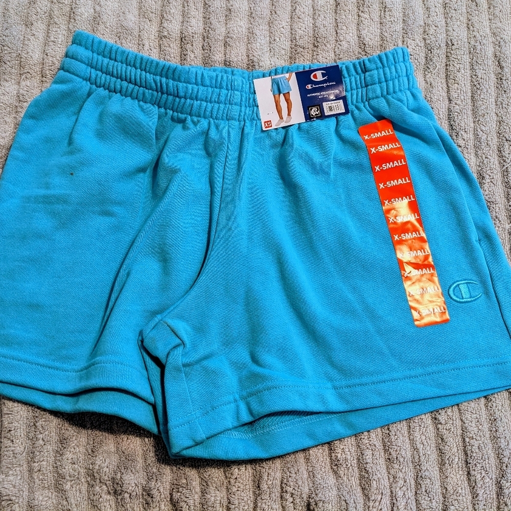 Champion French Terry Athletic Shorts Loose Fit Aqua Excursion Women's XS NWT